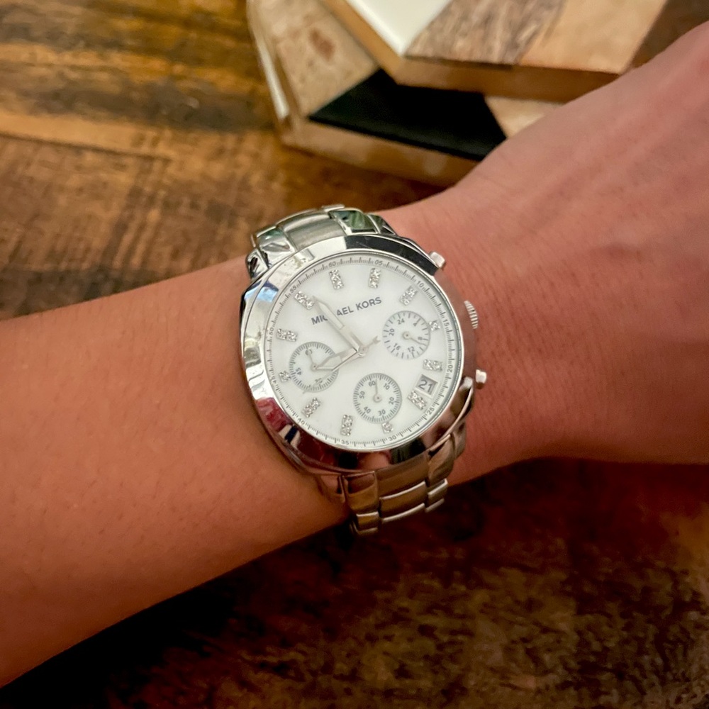 Michael Kors Women’s Watch Chronograph Ritz Stainless Steel Bracelet Crystals